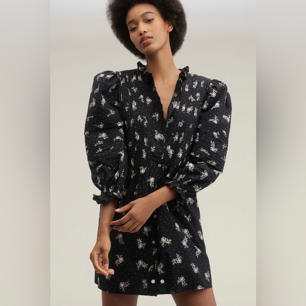 Anthropologie Lovaan Kitty Puff-Sleeve Mini Dress